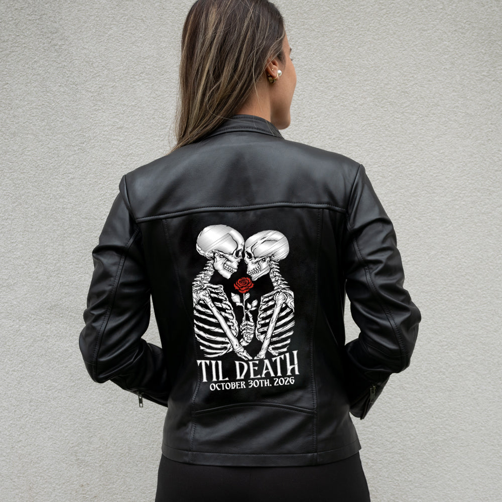 (Real Leather) Skeleton Till Death Leather Jacket