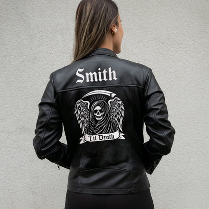 (Real Leather) Personalized Til Death Leather Jacket for Him