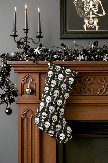 Beaded Nutcracker Skeleton Christmas Stocking