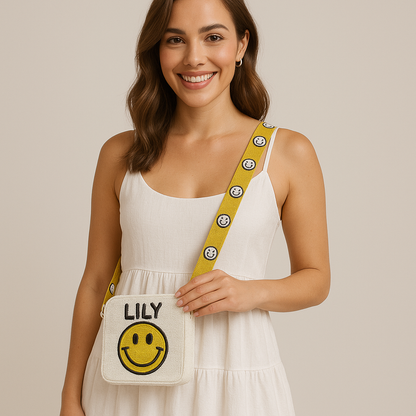 Customized Smiley Beaded Crossbody Bag (GD)
