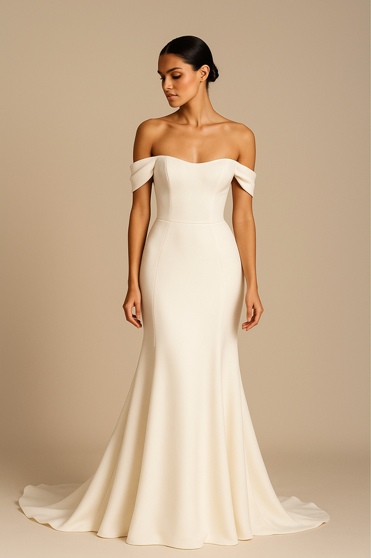 Soft Sweetheart Off-the-Shoulder Wedding Dress