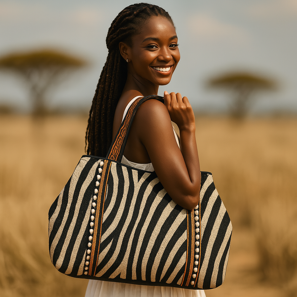 Zebra Beaded Tote