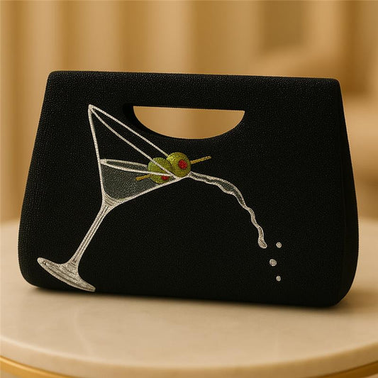 Spilling Martini Glass Beaded Clutch