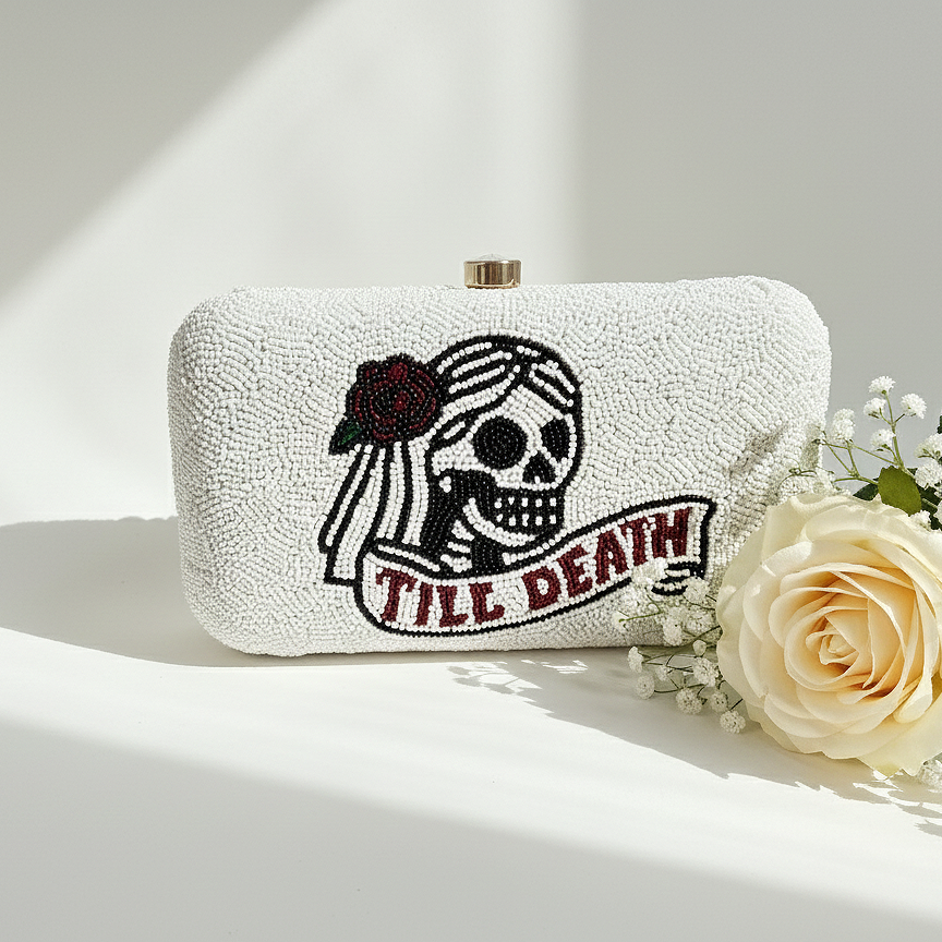 Til Death Beaded Box Clutch for Brides