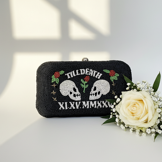 Til Death Beaded Box Clutch for Brides