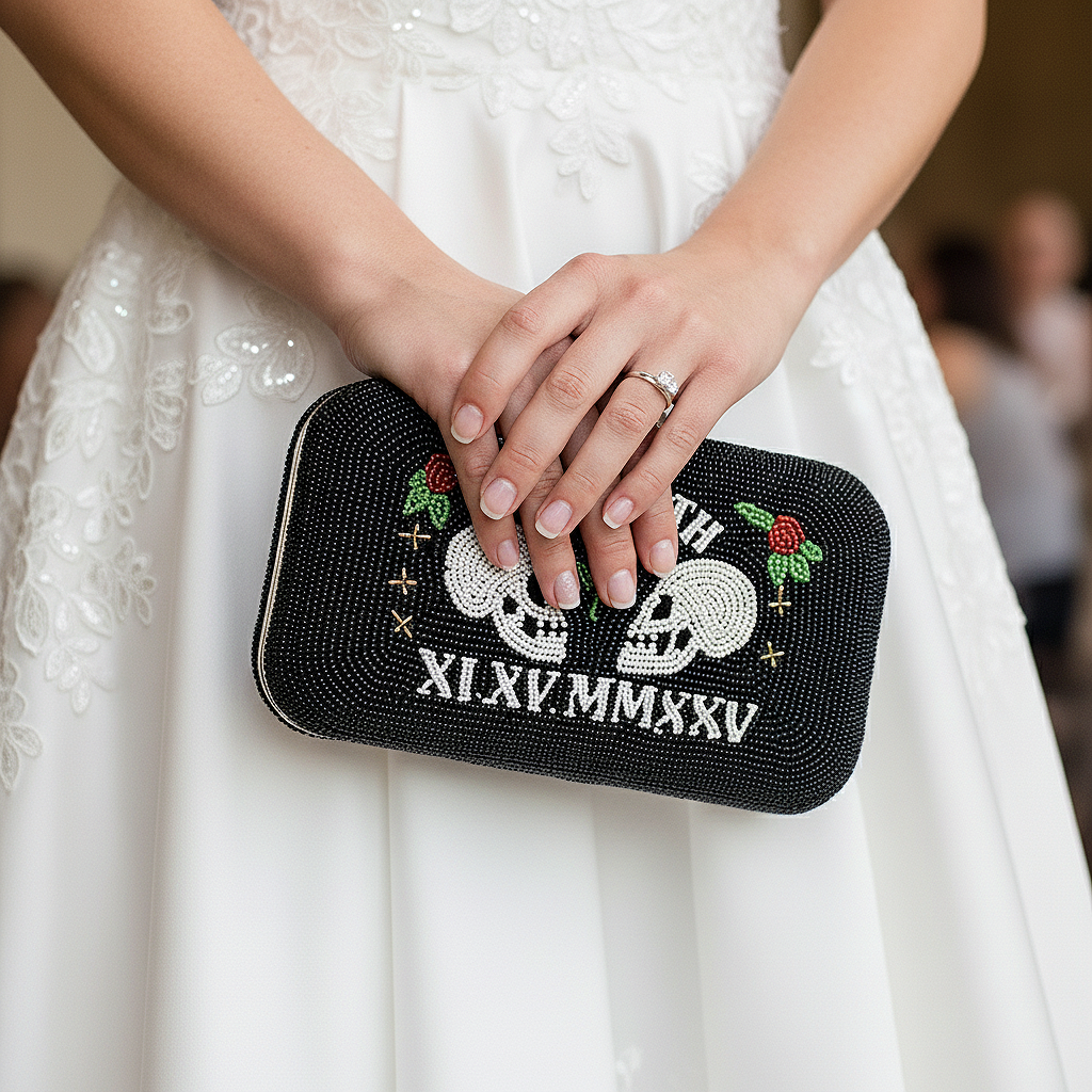 Til Death Beaded Box Clutch for Brides