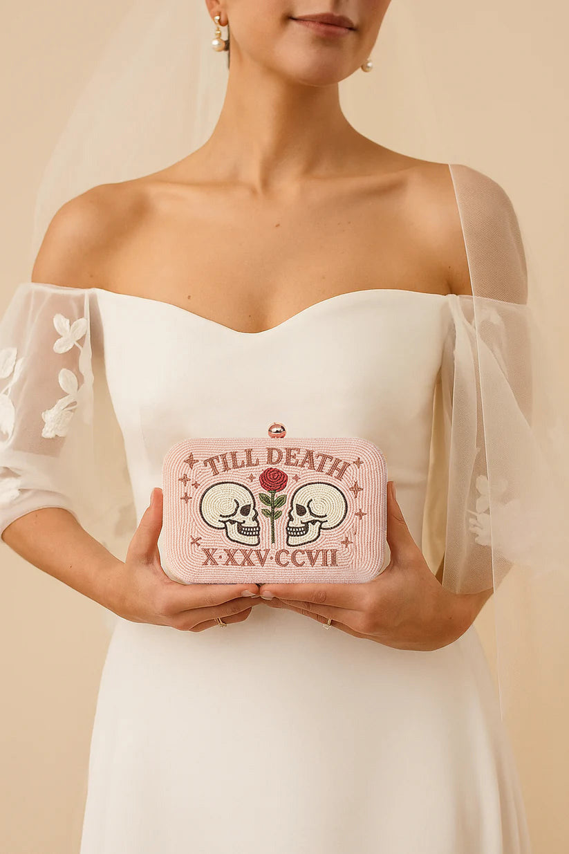 Til Death Beaded Box Clutch for Brides