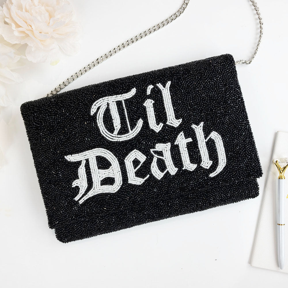 Gothic Beaded Canvas Clutch