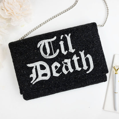 Gothic Beaded Canvas Clutch