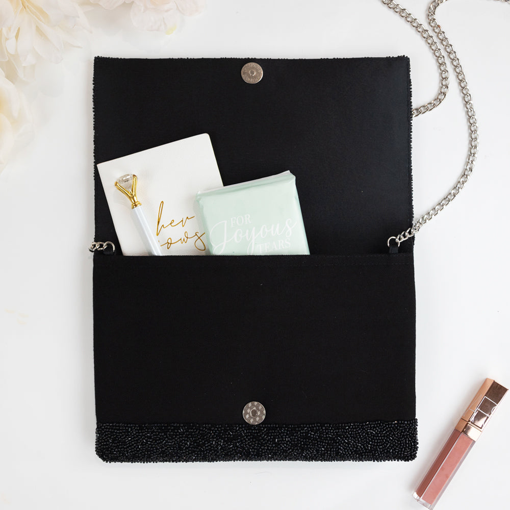 Gothic Beaded Canvas Clutch