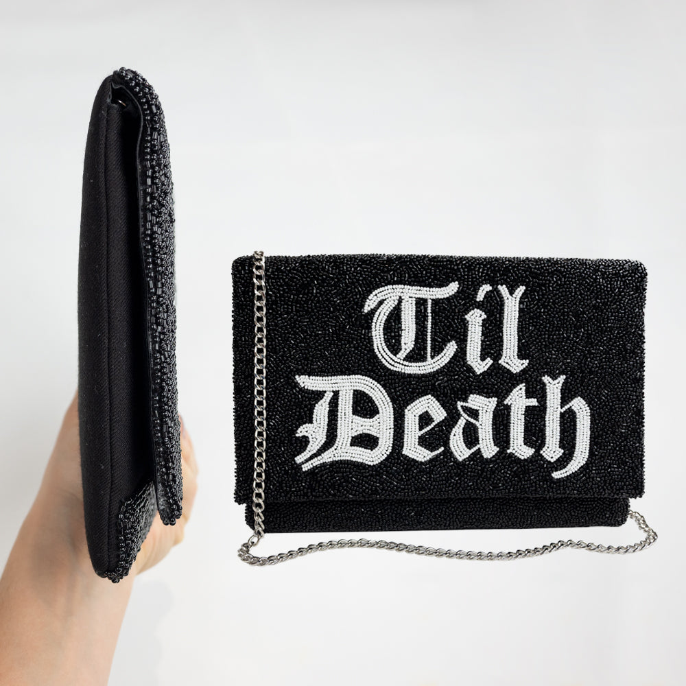 Gothic Beaded Canvas Clutch