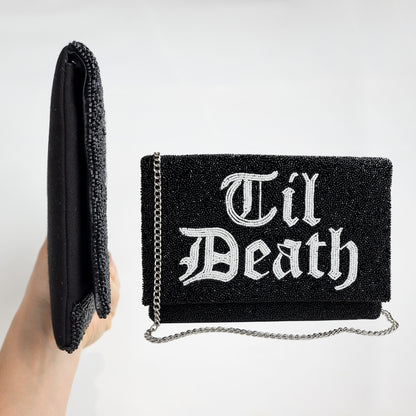 Gothic Beaded Canvas Clutch