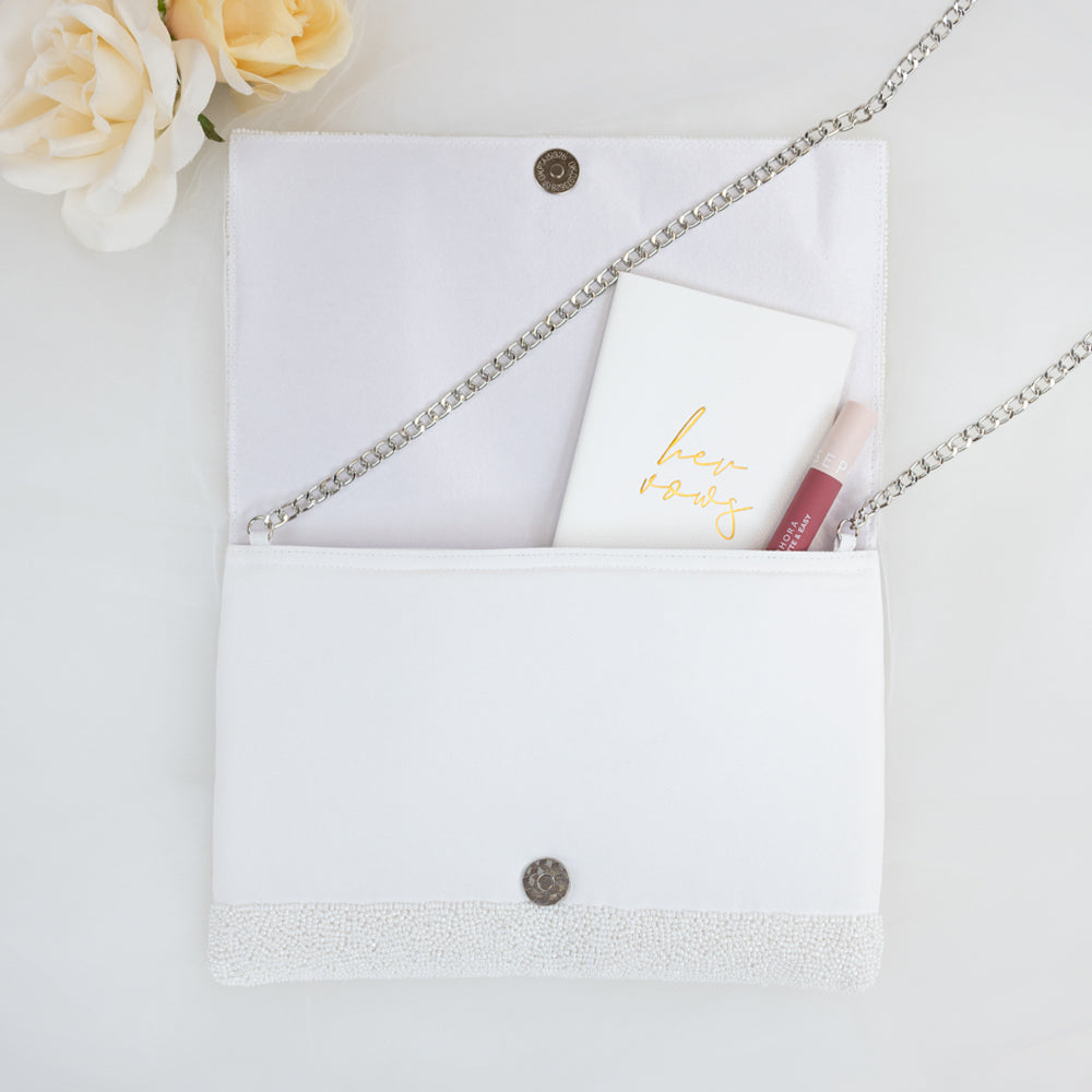 White Till Death Bachelorette Clutch Bag