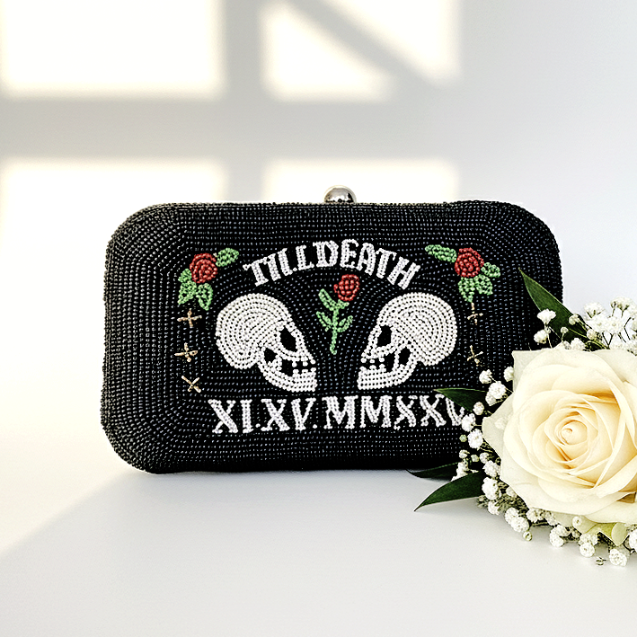 Til Death Beaded Box Clutch for Brides