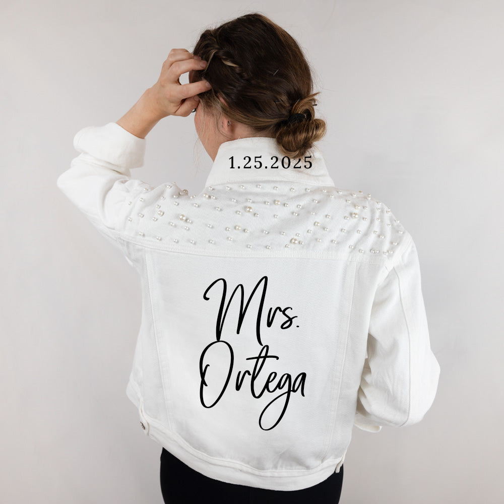 (White Pearl) Custom White Pearl Jacket Bridal Gift