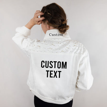 White Custom Pearl Denim Jacket