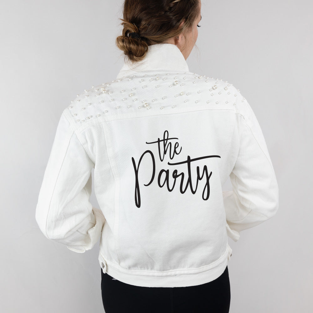 (White Pearl) Wife of the Party, The Party  Pearl Denim Jacket