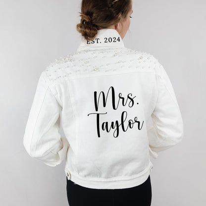 (White Pearl) Personalized Mrs White Pearl Jacket