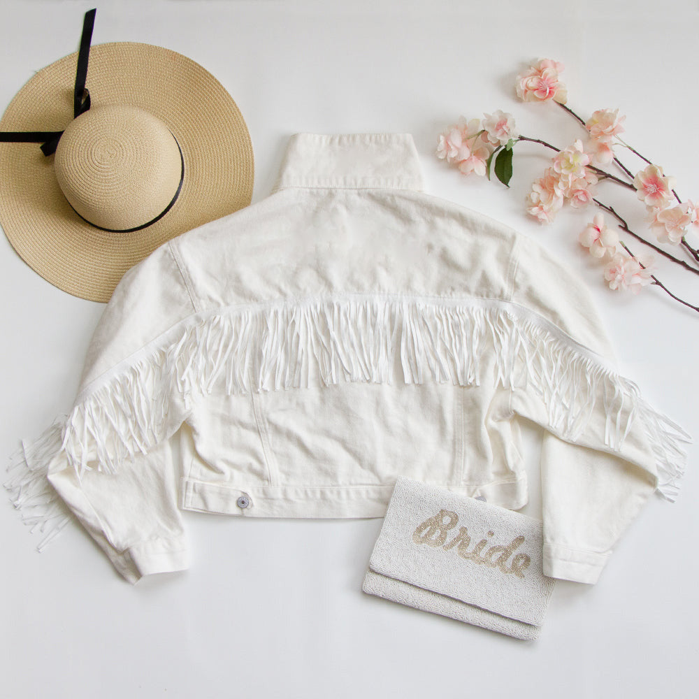 White Fringe Denim Jacket