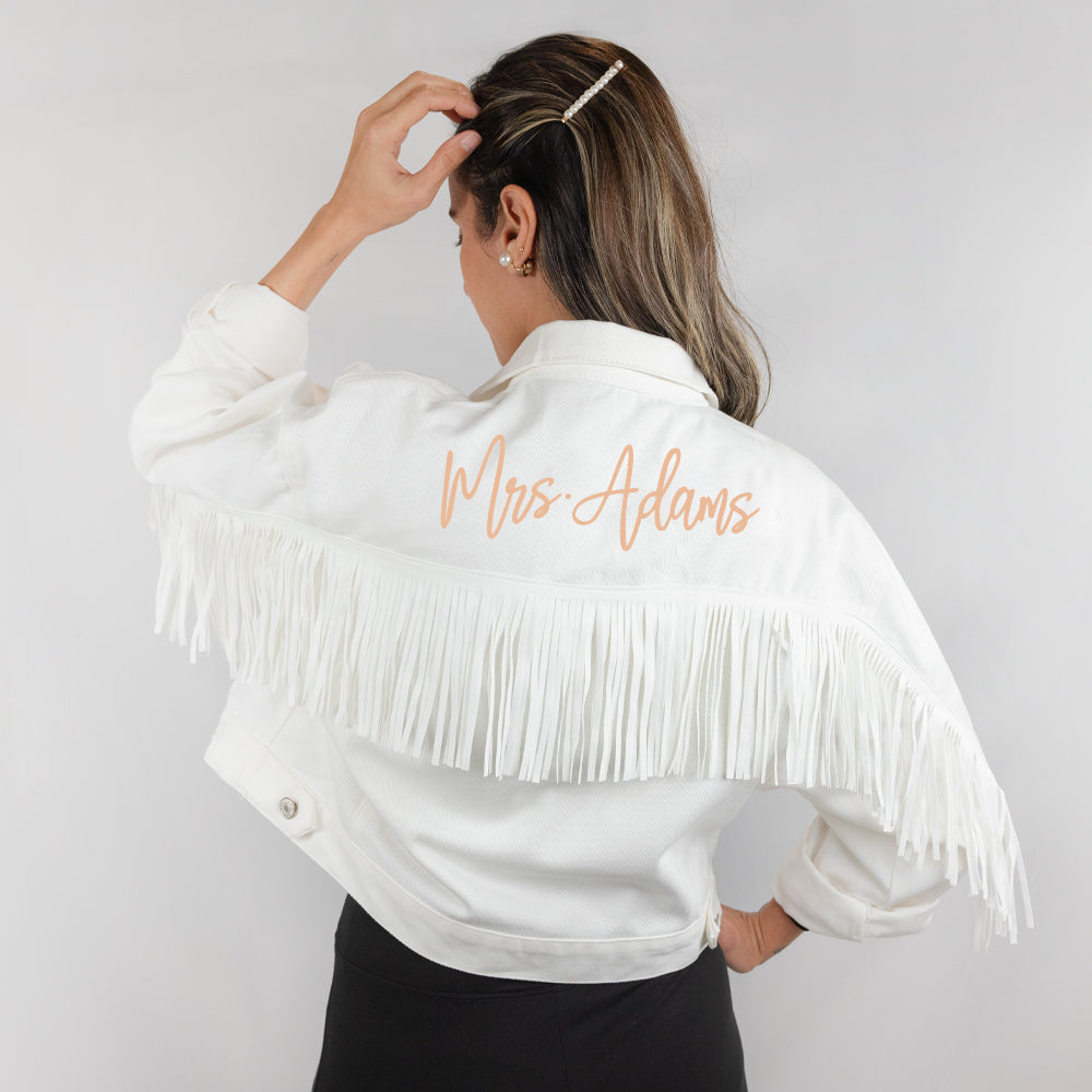 (White Fringe) Bridal Shower Fringe Jacket