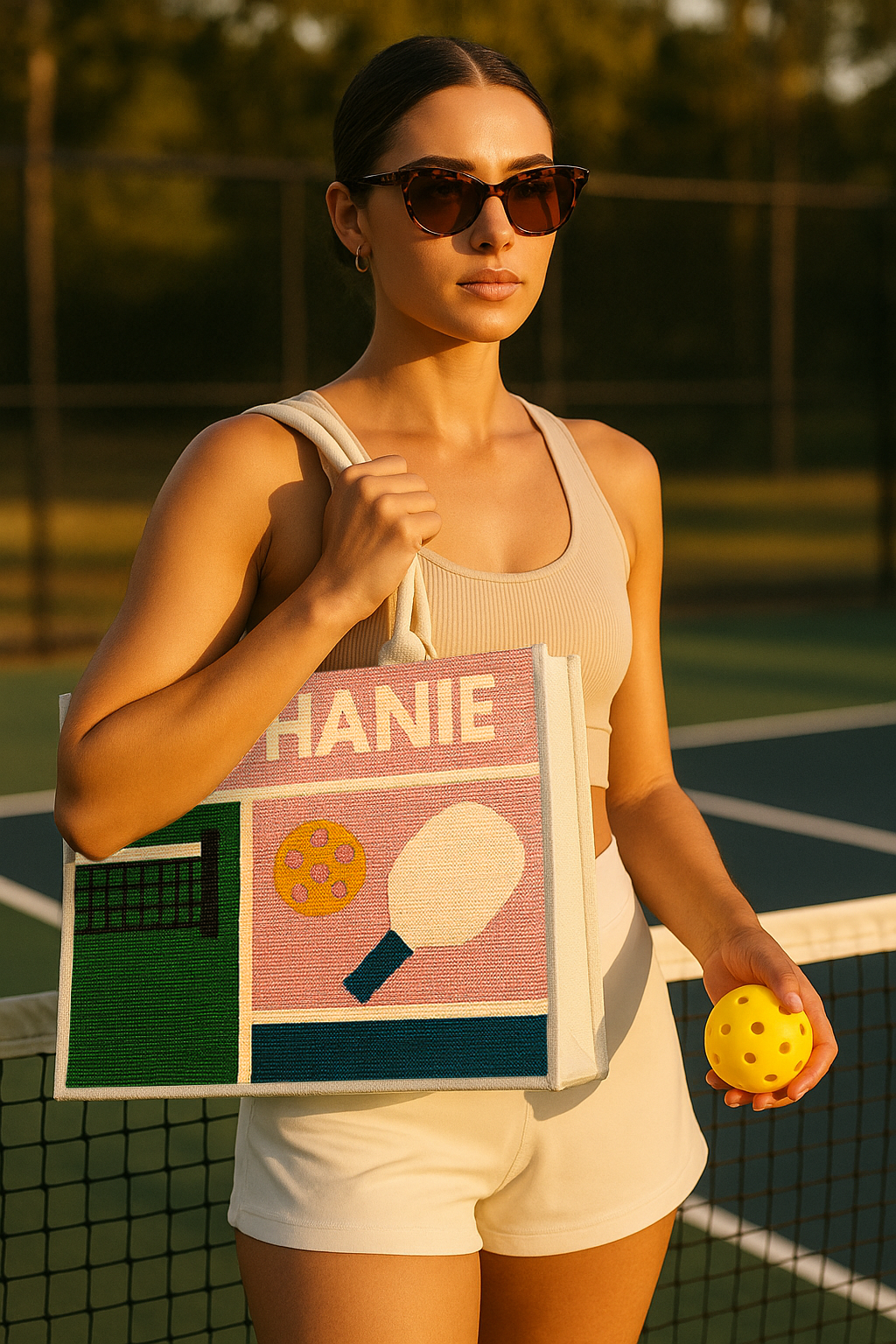 a woman holding a tennis racquet and a tennis ball