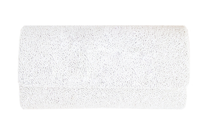 a close up of a white towel on a white background