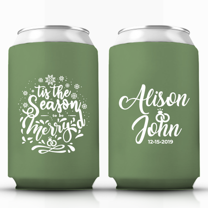Christmas Wedding Can Coolers (ai)