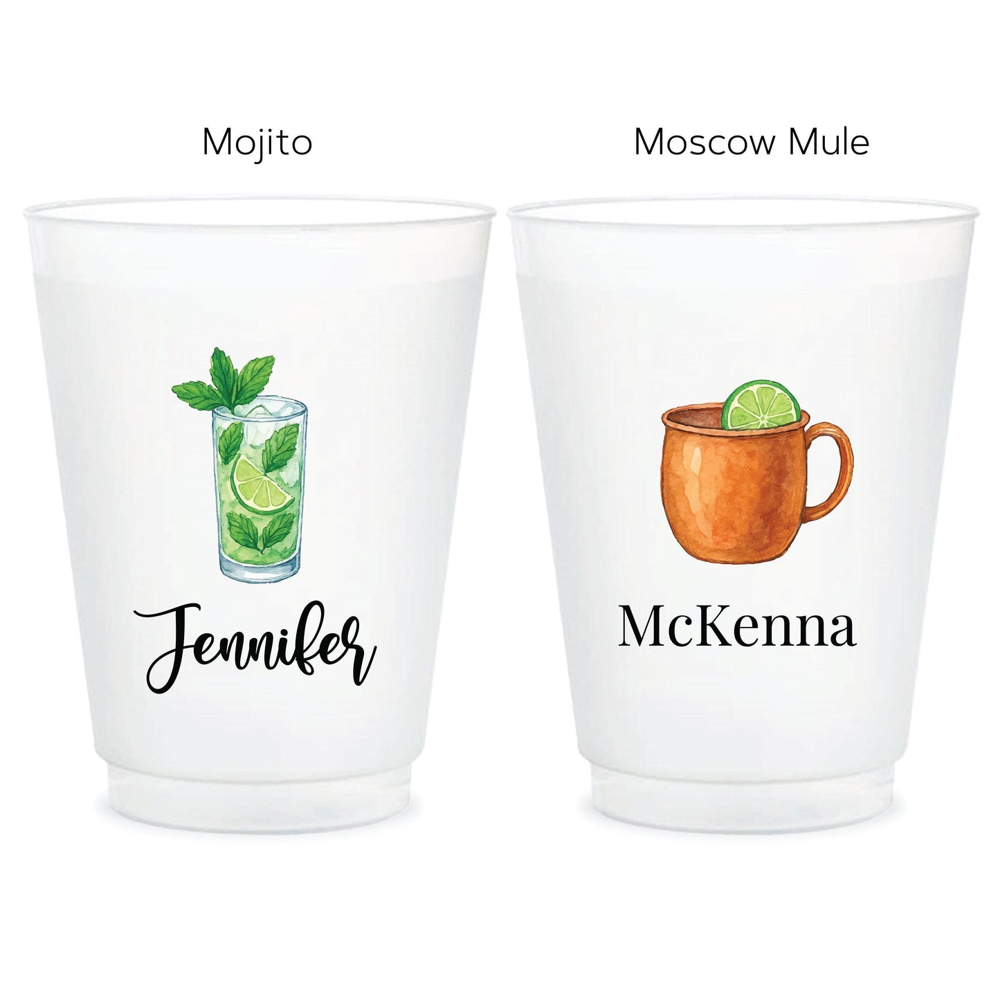 a couple of cups that have some drinks in them