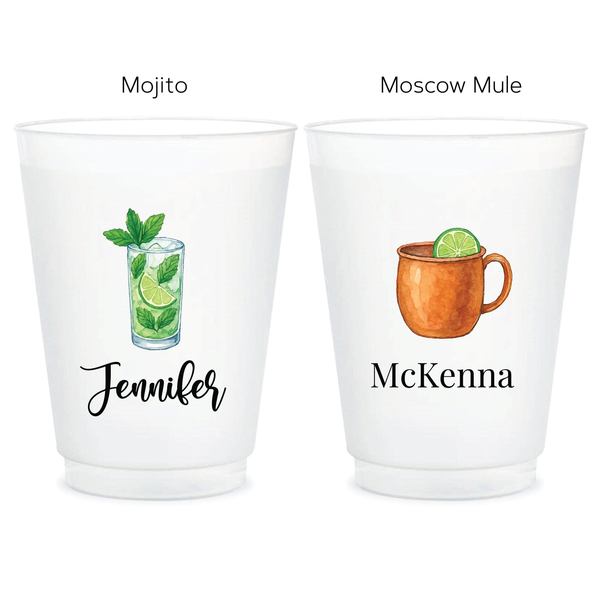 a couple of cups that have some drinks in them