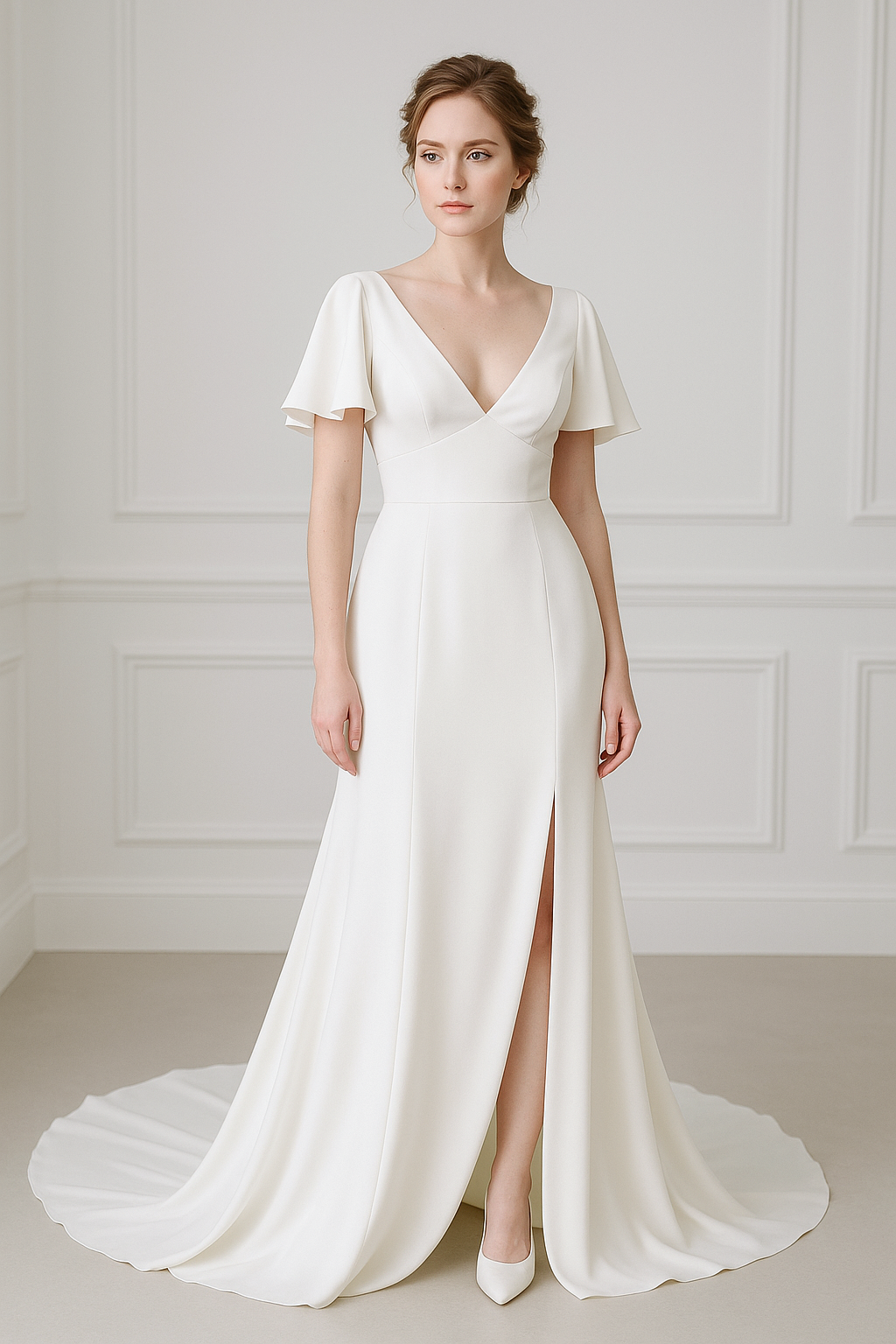 Flutter Sleeve Wedding Dress