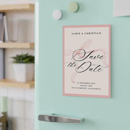 Elegant Pink Wedding Magnet Favor