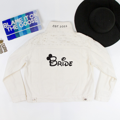 (White Pearl) Bride  Pearl Denim Jacket