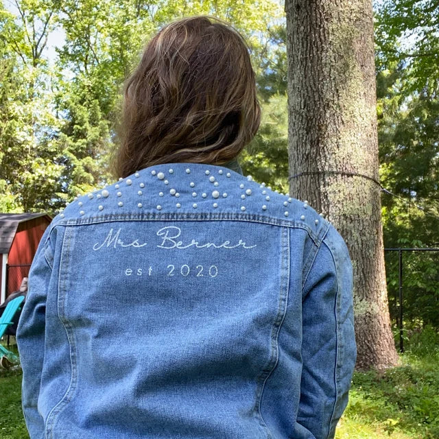 (Blue Pearl) Mrs. EST Personalized Denim Jacket