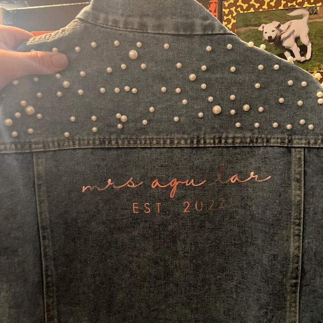 (Blue Pearl) Mrs. EST Personalized Denim Jacket