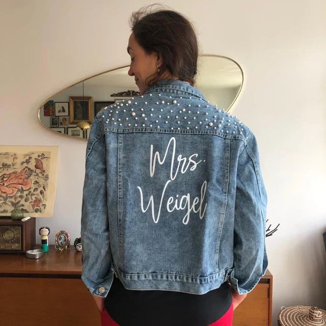 (Blue Pearl) Mrs. Bridal Denim Jacket