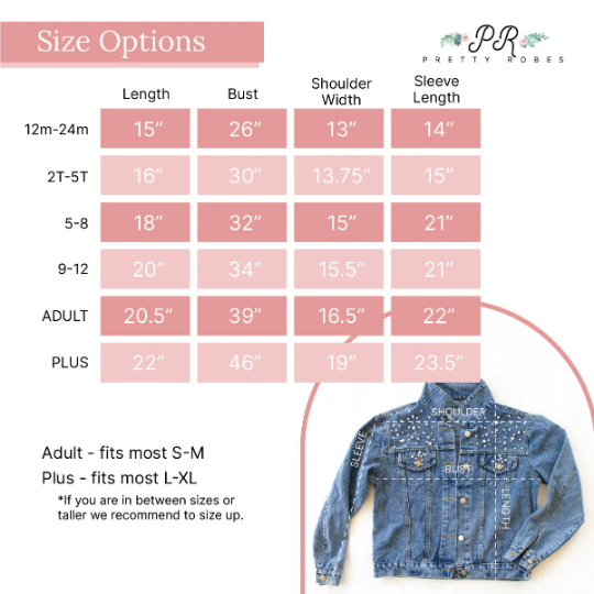 (Blue Pearl) Personalized Mama and Mini Bow Denim Jackets