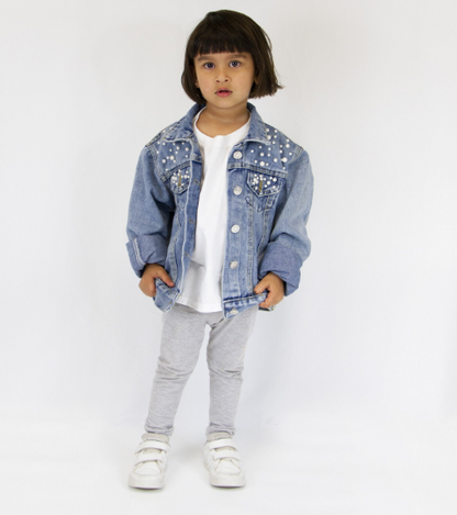 (Blue Pearl) Personalized Mama and Mini Bow Denim Jackets