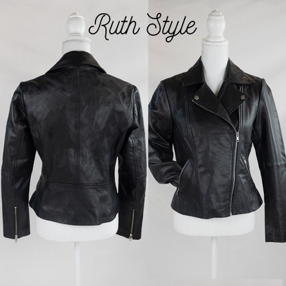 (Real Leather) Til Death Heart Embroidery Leather Jacket