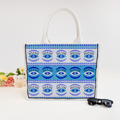 Evil Eye Beaded Tote Bag