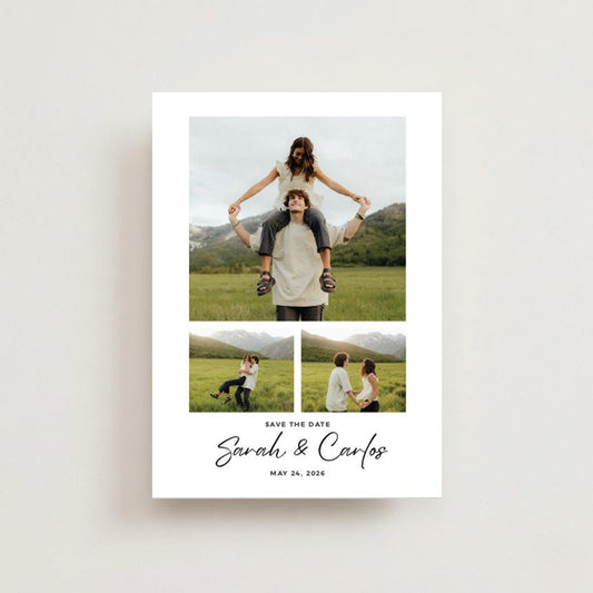 Custom Photo Announcement With Elegant Wedding Magnet