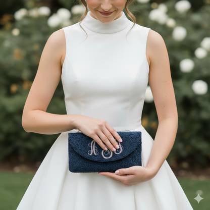 Beaded Half-Moon Envelope Bridal Clutch