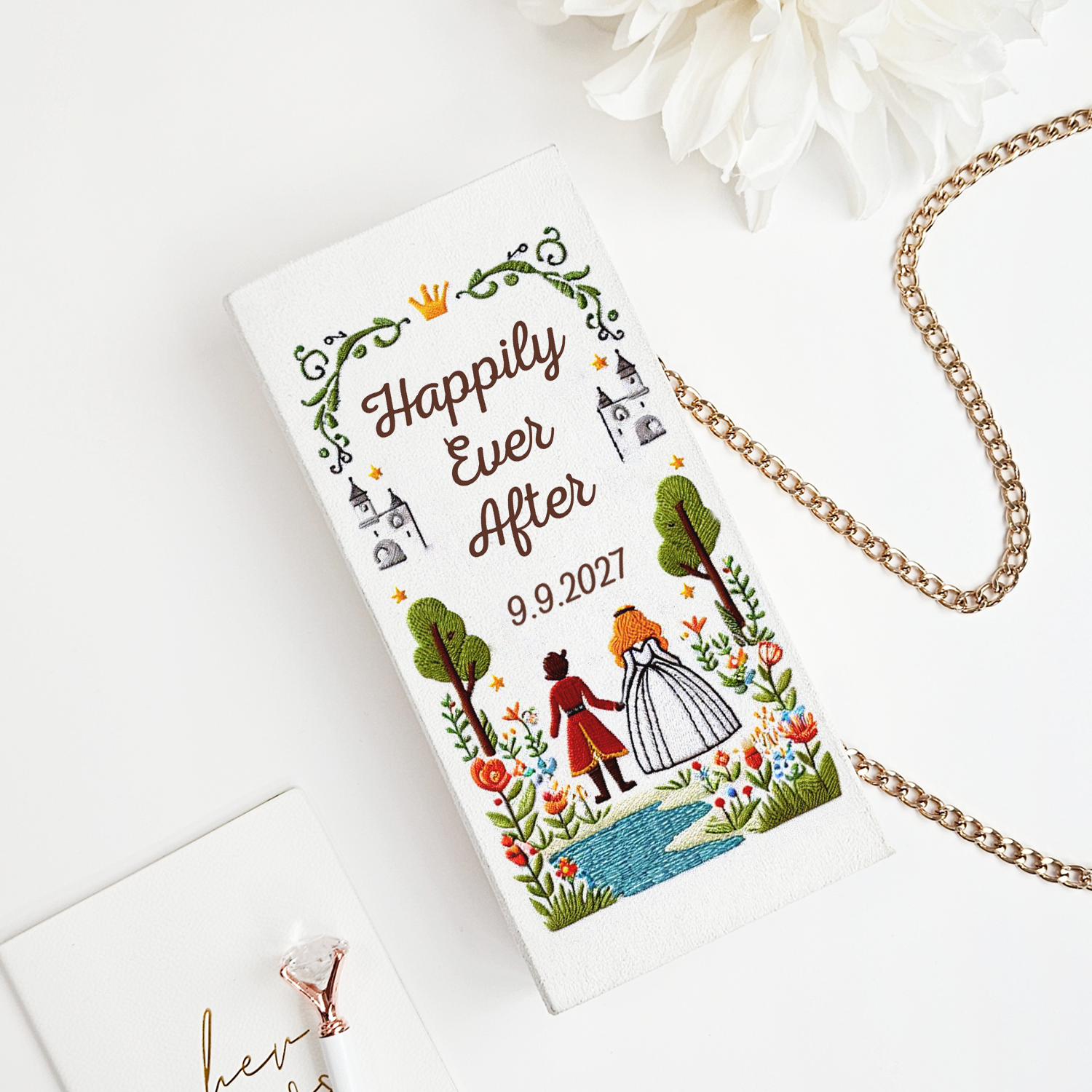 Embroidered Happily Ever After Storybook Clutch Bags