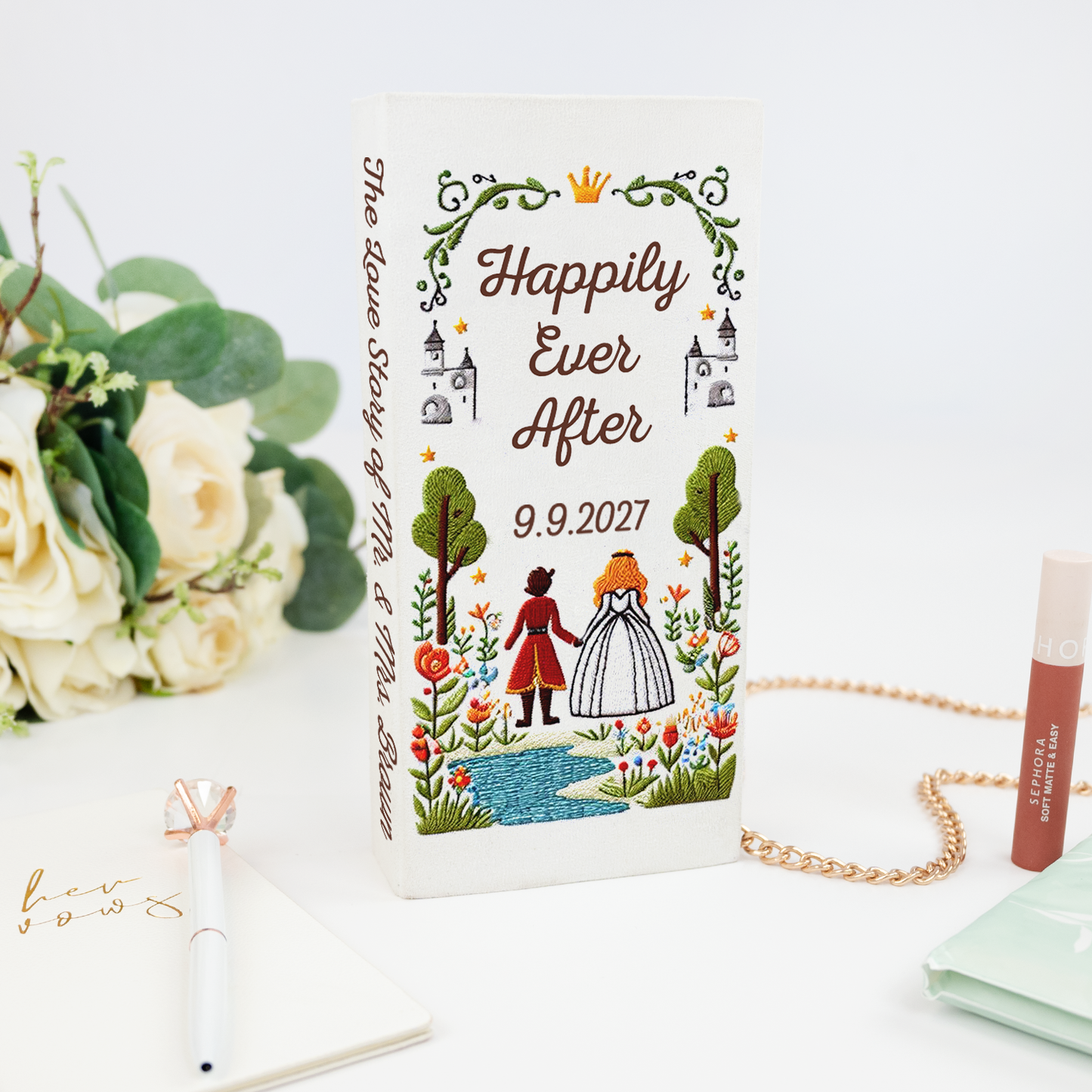 Embroidered Happily Ever After Storybook Clutch Bags