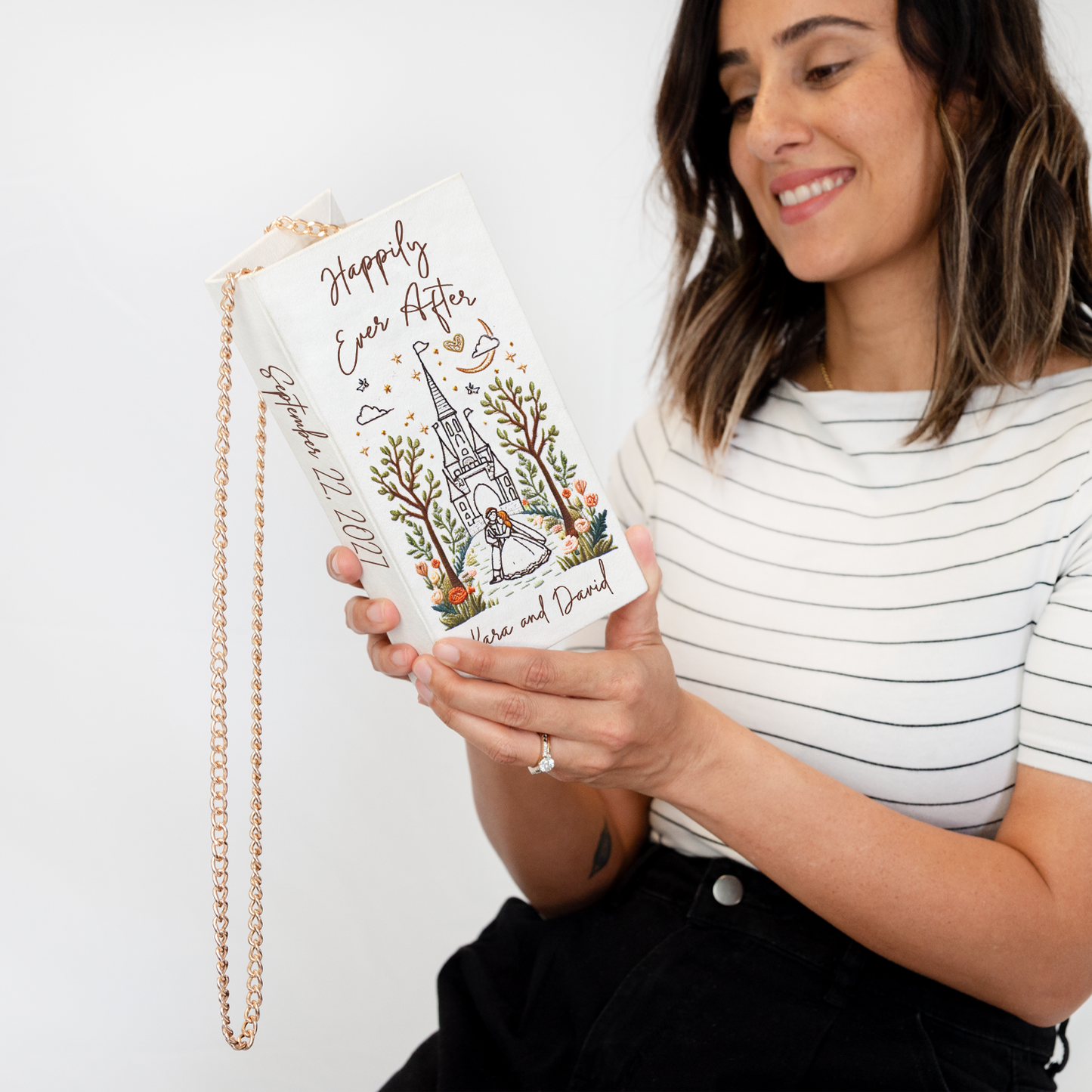 Happily Ever After Embroidered Clutch Bag