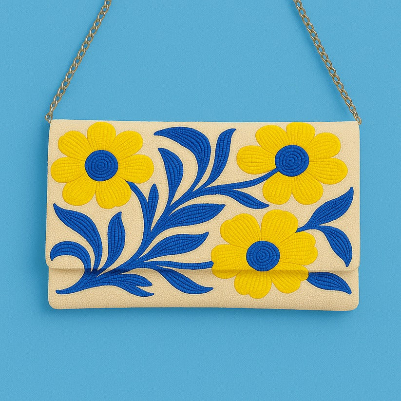 Personalized Floral Beaded Clutch