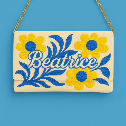 Personalized Floral Beaded Clutch