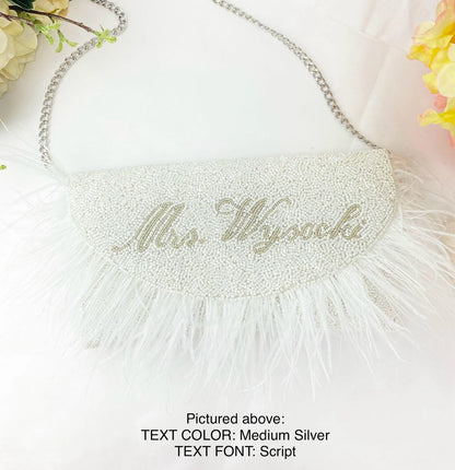 Custom Seed Bead Clutch Purse Feather Style