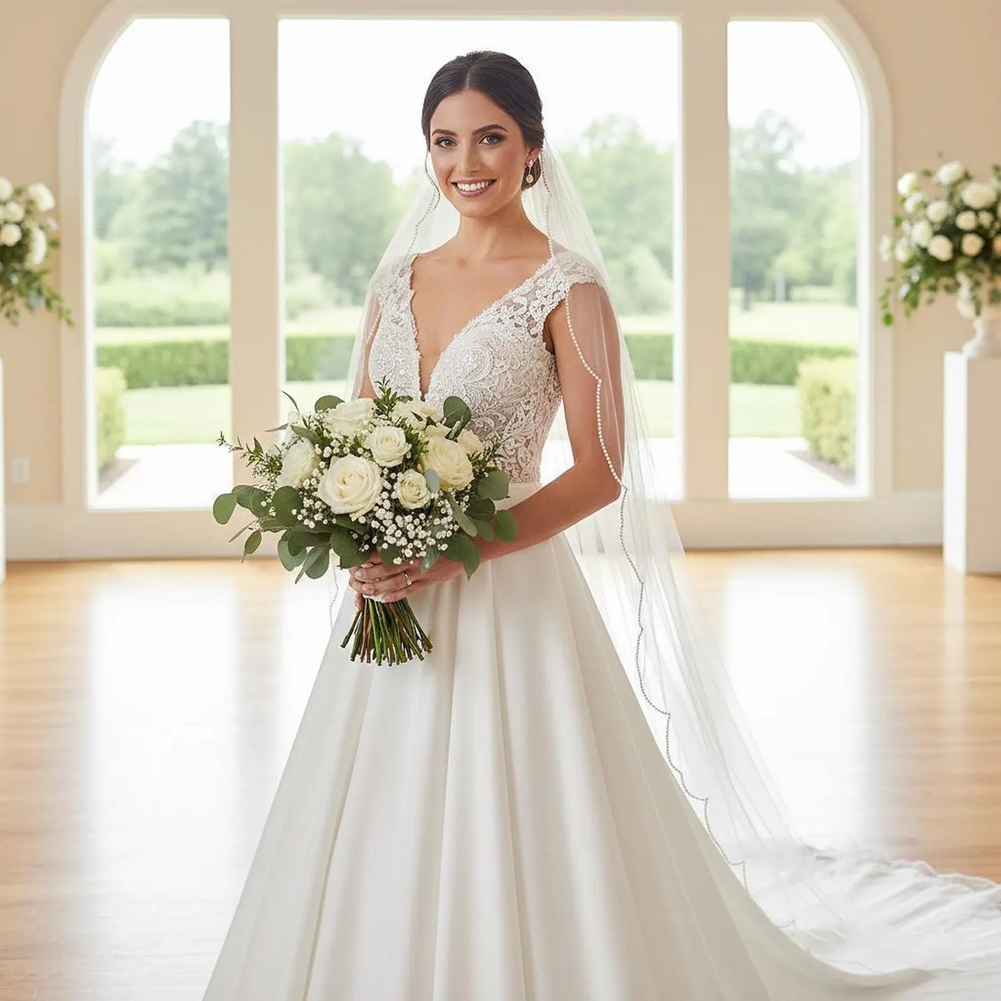 Scalloped Beaded Wedding Veil