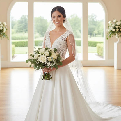 Scalloped Beaded Wedding Veil