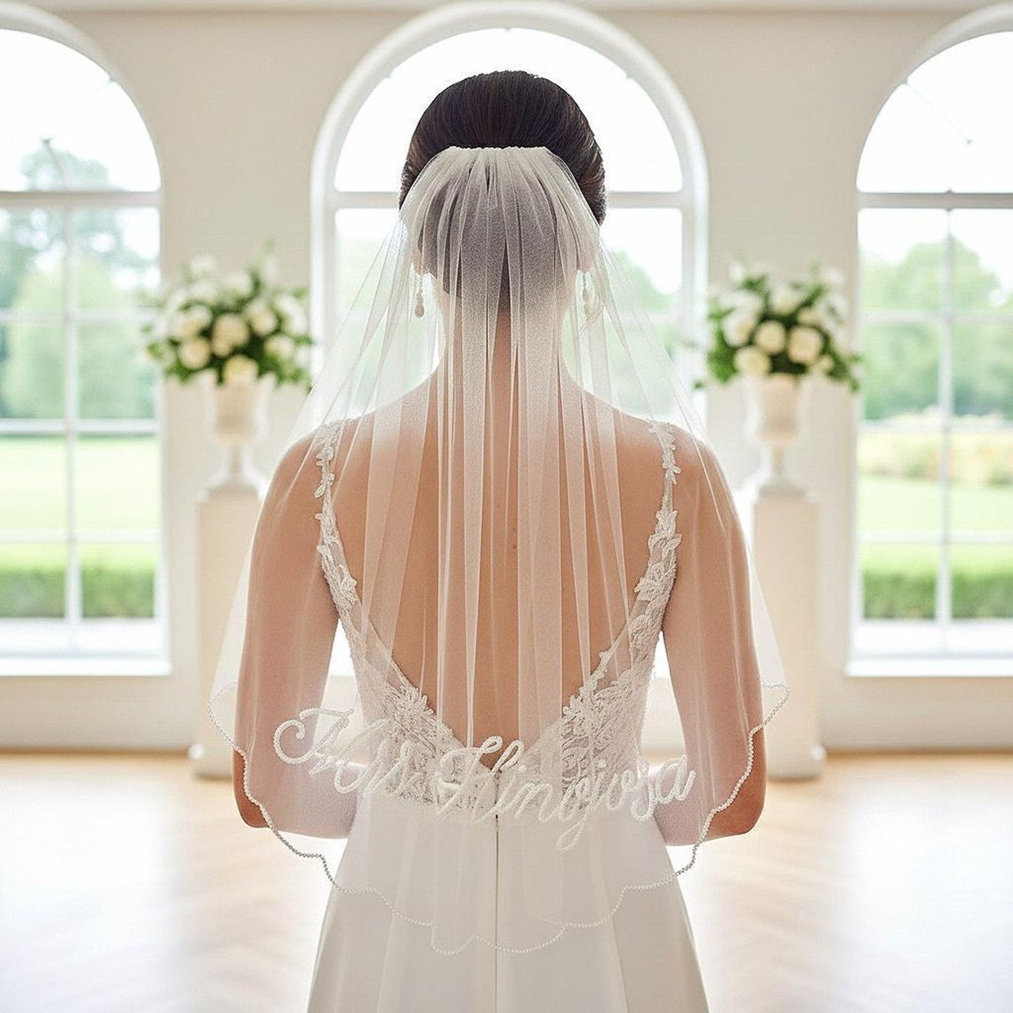 Scalloped Beaded Wedding Veil